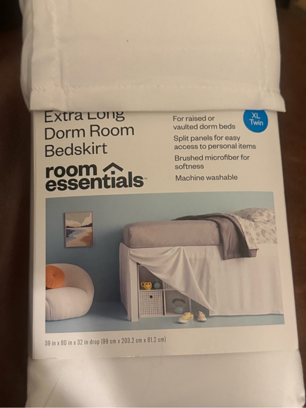 2-Day Sale! XL TWIN White Bedskirt room essentials Extra Long Dorm RoomCollege